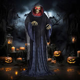 Animated Rise Up Reaper Halloween Animatronic, 5-Ft to 6.8-Ft Motion Activated Decoration