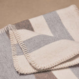 Banana Republic Wool & Cotton Jacquard Throw 60" × 70" Strip Blanket Stitch Trim