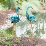 Evergreen 35” Tall Pair of Blue Heron Statues - Set of 2 Blue Heron Steel Statue