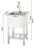 Trinity 18" x 16" x 13" Stainless Steel Utility Sink Garage Laundry Room Sink