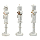 Wood-Inspired Nutcracker Set – 3-Piece Whitewashed Resin Traditional Nutcracker