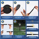 ExcMark 10-Pk Solar LED Pathway Lights, 360° Mandala Ground Pattern Circle Glow