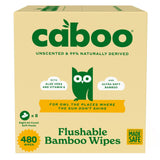 Caboo Unscented Flushable Bamboo Wipes, 8 Packs, 480 Wipes Hypoallergenic