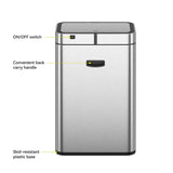 EKO 13.2 Gal 50L Motion Sensor Trash Can Stainless Steel Touchless Kitchen Can