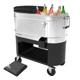 Permasteel 120-quart Galvanized Steel Rolling Cooler with Cover - Party Cooler