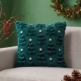 Holiday Embroidered Faux Fur Throw Pillow, 20" x 20", Reversible with Fill