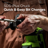 Greenworks 24V Brushless SDS-Plus Rotary Hammer Drill Kit with 4.0Ah USB Battery & Charger – 2J Impact Energy