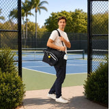 TESPORT 2-in-1 Convertible Black Pickleball Bag – Removable Paddle Sleeve, Shoe Compartment & Tote Design