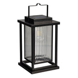 Evergreen Solar LED Revere Metal Lantern with Glass Enclosure
