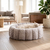 PawsPik 20" 3-in-1 Convertible Plush Cat Cave & Donut Bolster Hideaway Pet House