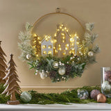 Member’s Mark 24" Pre-Lit Village Christmas Wreath with 50 LED Lights & Timer
