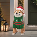 Holiday Dog Greeter Resin Porch Statue, Doodle Bernese Mountain Dog or Shiba Inu