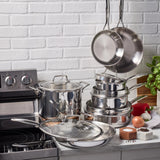 Henckels Legacy Tri-Ply Clad 12 Piece Stainless Steel Cookware Set, All Stovetop