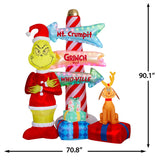 Dr. Seuss 7.5' Pre-Lit Grinch Airblown Inflatable with Max, Gifts & Animated Sign
