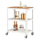 Seville Classics Stainless Steel Kitchen Cart, Storage Basket & Wheels Workspace
