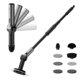 HOTO Flexi Cordless Spin Scrubber Set, 8 Cleaning Heads, Extension Handle, IPX7