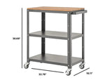 Seville Classics Stainless Steel Kitchen Cart, Storage Basket & Wheels Workspace