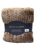 Monte & Jardin Jacquard Throw Blanket 60" x 70" Ultra Soft Plush Brown