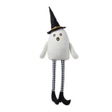 Glitzhome 62.25" Oversized Lighted Fabric Ghost Sitter with Witch Hat and Timer