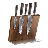 6-Piece Cangshan Sobu Series X-7 Damascus Steel Knife Block Set – Acacia Magnetic Block