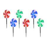 10" Peppermint LED Lawn Stakes Set 6-Pack with 180 Lights, Connect up to 20 Sets