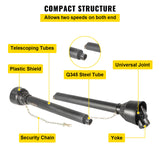 PTO Drive Shaft Series 4, 1-3/8 in. 6-Spline Tractor End x Round Implement End, Adjustable 43–61 in.