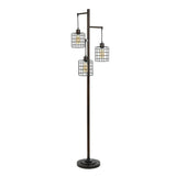 Stylecraft 72” H Piper 3-Light Bronze Floor Lamp with Steel Cage Lamp Shades