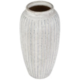 Elements Rustic Ceramic Temple Vase - Stoneware Decorative Vase w/ Ridged Finish