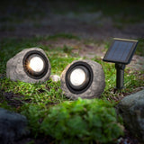 KODA Solar LED Rock Spotlight Set, 2-Pack 25LM Faux Stone Landscape Accent Light