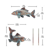 CLYB Metal Koi Fish Garden Statues with 11" Ground Stakes, 2-pack Antique Copper