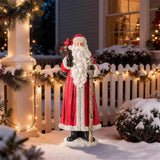 27.5" Hand-Painted MGO Santa Claus Porch Décor with Cardinal and Gift Sack