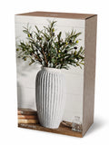Elements Rustic Ceramic Temple Vase - Stoneware Decorative Vase w/ Ridged Finish
