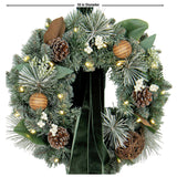 Member’s Mark 3-Piece Pre-Lit Flocked Wreath Décor with Evergreen Velvet Sash & Timer