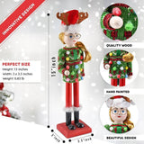 Ornativity 15" Wooden Girl Nutcracker with Ugly Christmas Sweater and Reindeer Hat