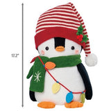 16.5–19.6" Knit Holiday Shelf Sitters, Set of 2, Weighted Christmas Plush Décor