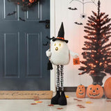 Glitzhome 38" Adjustable Lighted Fabric Ghost with Telescoping Legs and LED Eyes