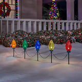 Home Accents Holiday Giant C7 LED Christmas Pathway Lights, 5-Pack 20" Multicolor Stakes