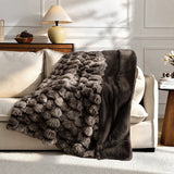 Life Comfort Contour Faux Fur Throw, 60x70 Reversible Soft Cozy Textured Blanket