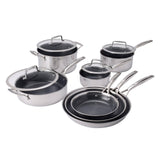 Henckels 11-Piece Stainless Steel Ceramic Nonstick Cookware Set Induction Safe