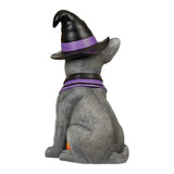 26" Resin Halloween Witch Dog Greeter, Lifesize Dog Welcome Porch Figurine Decor