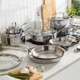 Henckels Legacy Tri-Ply Clad 12 Piece Stainless Steel Cookware Set, All Stovetop