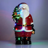 16” Tall Light-Up Musical Ceramic Santa Figurine with Christmas Tree Greeter