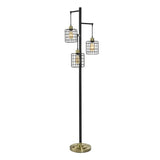 Stylecraft 72” H Piper 3-Light Floor Lamp with Steel Cage Lamp Shades