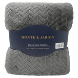 Monte & Jardin Jacquard Velvet Throw, 60" × 70", Braided Pattern 500 GSM Blanket