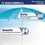 Tommy Bahama ANCHORX 7.5’ Beach Umbrella - Adjustable Height Octagonal Umbrella