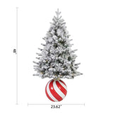 Member’s Mark 4' Pre-Lit Flocked Topiary with Ornament Base, 60 LED Lights & Timer