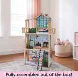 KidKraft 43" Pop-Up-N-Play Wooden Dollhouse, Fully Assembled with 51 Accessories