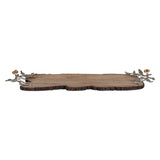 Fitz & Floyd Woodgrove 23" Mango Wood Serving Board Antique Brass Handles Tray