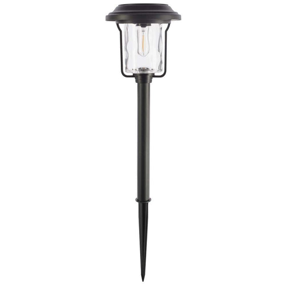 Hampton Bay Laurelview Solar LED Filament Metal Pathway Light with Glass Lens