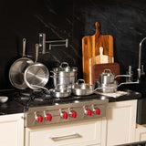 Made In Tri-Ply Stainless Steel Cookware Set, 13 Pc Pots Pans Pasta Insert Italy
